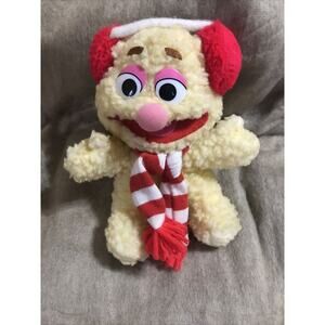 Henson Fozzie Bear Stuffed Animal Red White Scarf Earmuffs 1987